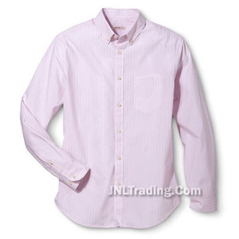 Merona Men Fun Pink True White Striped Button Down Everyday Cotton Shirt