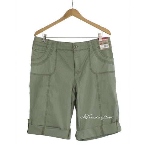 Khaki & Company Knit Waist Bermuda/Capri Convertible Length Utility Shorts