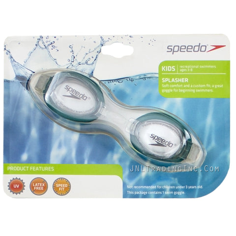 Speedo Kids SPLASHER Swimming Goggles ages 3-8 Swim Goggle UV Speed Fit Green
