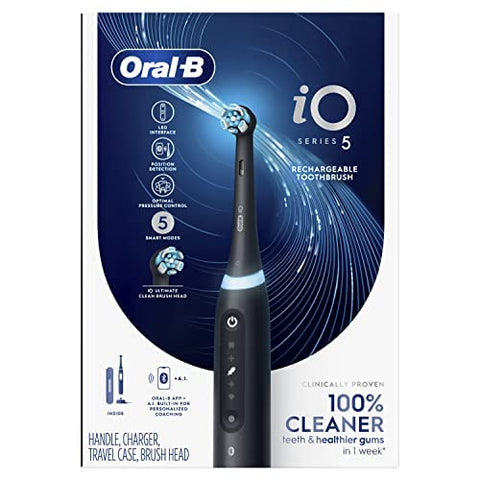 Oral-B iO Series 5 Electric Toothbrush + Brush Head, Rechargeable, Black (NEW)