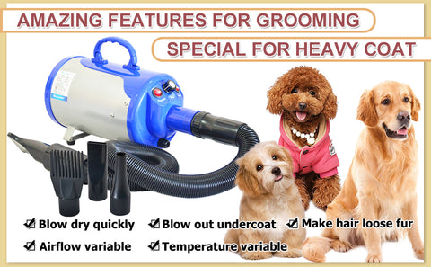 Shelandy 3.2 hp stepless adjustable speed pet hair deals force dryer
