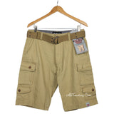Iron Co. Men's Stretch Fabric Belted Cargo Shorts Camo/Birch/Husk
