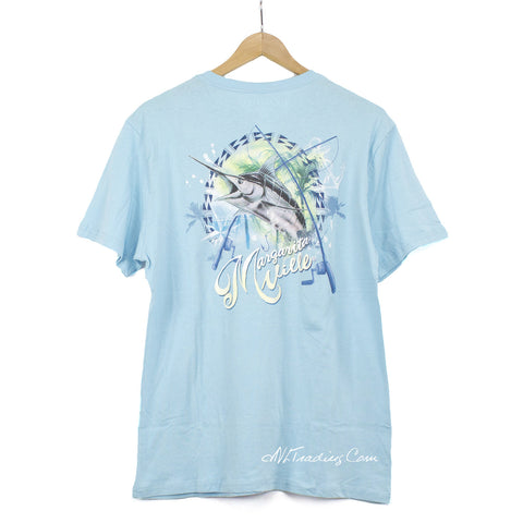 Margaritaville Men's Size X-Large S/S Swordfish Graphic T-Shirt, Spa Blue, Size: XL