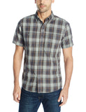 GH Bass Rock River Texture Men's Short Sleeve Plaid 100% Cotton Shirt