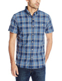 GH Bass Rock River Texture Men's Short Sleeve Plaid 100% Cotton Shirt