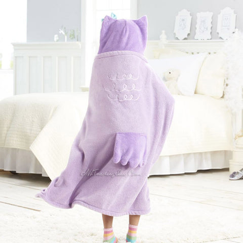Purple Owl Hooded Microplush Throw Warm Cozy Supersoft 50