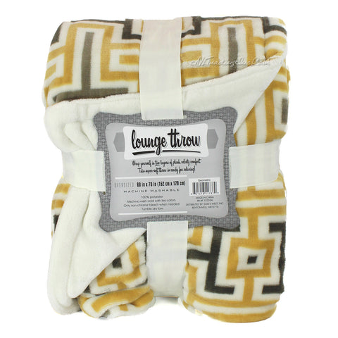 Warm Super luxurious Soft Lounge Throw Blanket Geometric Yellow 60"x70"