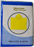 NEW Lightweight Vinyl Children Rain Poncho/ kids raincoat Blue/Yellow 33x30