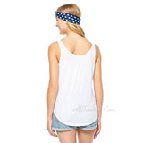 Women's Cute USA Flag COKE Loose Tank Top With Bandana/Headband Junior White