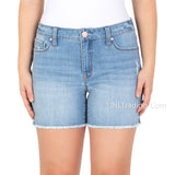 Seven7 Ladies 5" inseam Fray Hem Denim Weekend Short Light/Dark Wash $59