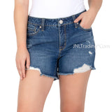 Seven7 Ladies 5" inseam Fray Hem Denim Weekend Short Light/Dark Wash $59