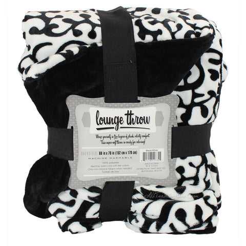 Warm Super luxurious Soft Lounge Throw Blanket Black and White 60"x70"