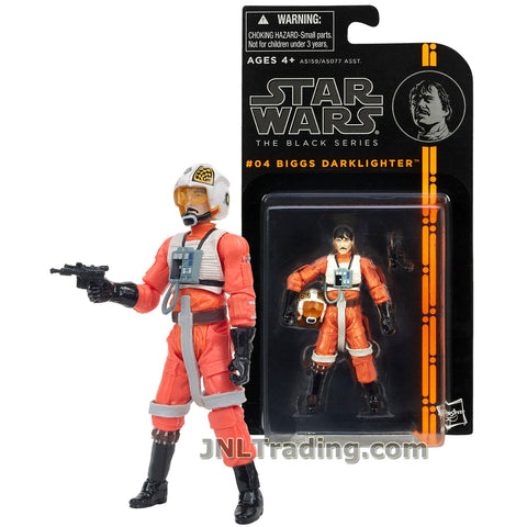 Star Wars  Year 2013 The Black Series 4 Inch Tall Figure #04 : X-Wing Pilot BIGGS DARKLIGHTER with Helmet and Blaster Gun