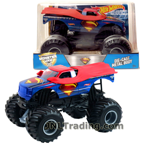 Hot Wheels Year 2017 Monster Jam 1:24 Scale Die Cast Monster Truck - SUPERMAN (CGD84) with Monster Tires, Working Suspension and 4 Wheel Steering