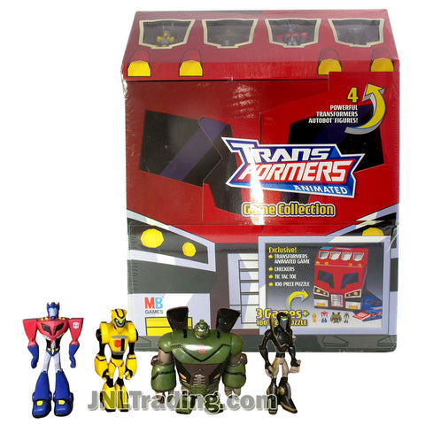 Transformers Year 2008 Animated Series Exclusive Game Collection with Transformers Animated Game. Checkers, Tic Tac Toe and 100 Piece Puzzle Plus 4 Exclusive Figures