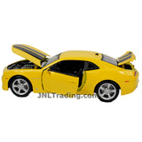 Maisto Special Edition Series 1:18 Scale Die Cast Car Set - Yellow Sports Coupe 2010 CHEVROLET CAMARO SS RS with Black Stripes and Display Base