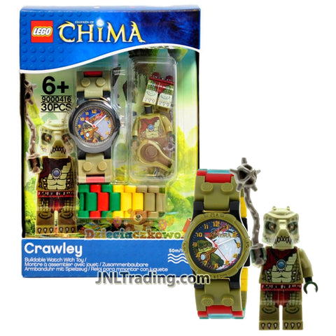 Year 2013 Lego Chima Series Watch with Minifigure Set #9000416 - CRAWLEY Watch Plus Crawley Minifigure with Whip (Water Resistant: 50m/165ft)