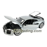 Maisto Special Edition Series 1:18 Scale Die Cast Car Set - Silver Mid Engine Sports Coupe AUDI R8 V10 Plus with Base (Dimension: 9" x 4" x 3")