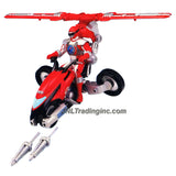Bandai Year 2006 Power Rangers Operation Overdrive Series 8-1/2 Inch Long Action Figure Vehicle Set - RED HOVERTEK CYCLE that Morphs to Chopper with 2 Missiles Plus Red Power Ranger Figure