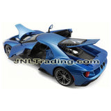 Maisto Special Edition Series 1:18 Scale Die Cast Car - Metallic Blue Sports Coupe 2017 FORD GT with Gull Wing Doors & Display Base
