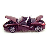 Maisto Special Edition Series 1:18 Scale Die Cast Car Set - Maroon Color Mid-Engine Roadster PORSCHE BOXSTER S with Display Base (Car Dimension: 9" x 4" x 2-1/2")