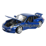 Maisto Special Edition Series 1:18 Scale Die Cast Car Set - Blue High Performance Sports Car PORSCHE 911 CARRERA S with Display Base (Dimension: 9" x 4" x 3")