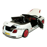 Maisto Special Edition Series 1:18 Scale Die Cast Car - White Grand Tourer GT BENTLEY CONTINENTAL SUPERSPORTS CONVERTIBLE ISR w/ Display Base (Dimension: 9-1/2" x 4" x 3")