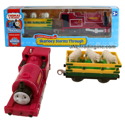HiT Toy Year 2007 Thomas and Friends Trackmaster Motorized Railway Battery Powered Tank Engine 2 Pack Train Set - SKARLOEY STORMS THROUGH with Sheeps Loaded Wagon
