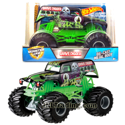 Hot Wheels Year 2017 Monster Jam 1:24 Scale Die Cast Metal Body Official Truck - GRAVE DIGGER CCB06-0932 with Monster Tires, Working Suspension and 4 Wheel Steering