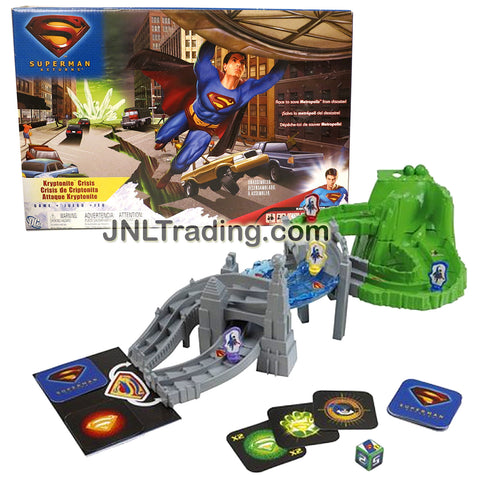 Year 2005 Superman Returns Series Board Game - KRYPTONITE CRISIS with 4 Superman Pieces, 2 Marbles, 17 Track Components, 30 Cards, Pad & 1 Die