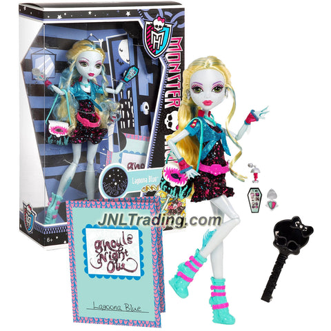 Mattel Year 2012 Monster High "Ghoul's Night Out" Series 11 Inch Doll Set - LAGOONA BLUE "Daughter of The Sea Monster" with Smartphone, Cosmetic Accessories, Purse, Hairbrush and Doll Stand