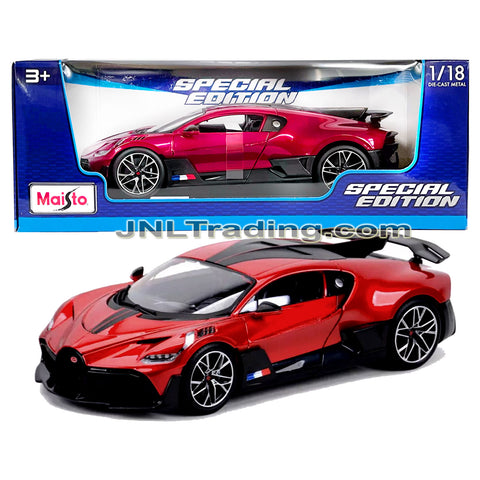 Maisto Special Edition Series 1:18 Scale Die Cast Car Set - Red Sports Coupe BUGATTI DIVO with Display Base