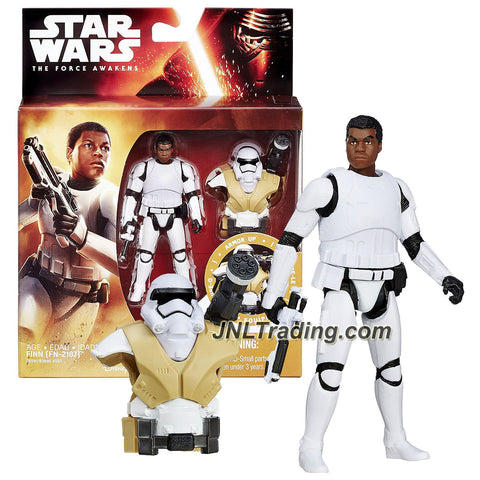 Hasbro Year 2015 Star Wars The Force Awakens Armor Up Series 4 Inch Tall Figure - FINN (FN-2187) with Blaster and Stormtrooper Armor