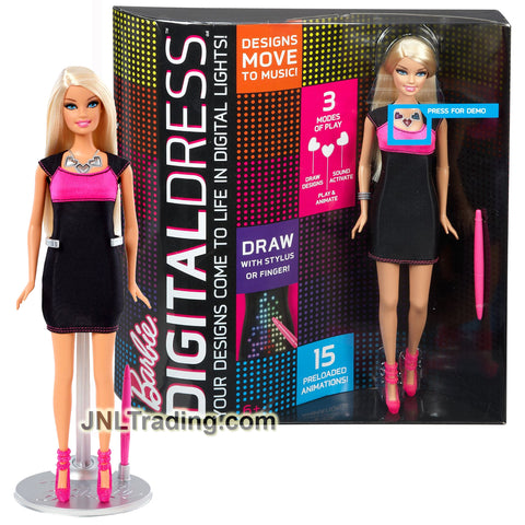Year 2013 Barbie Digital Dress Series 12 Inch Doll Set - Caucasian Model BARBIE Y8178 with Light Up LED Dress and Stylus