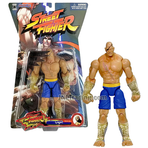 Year 2005 Capcom Street Fighter Series 7 Inch Tall Figure - SAGAT (Player 1) in Blue Trunk