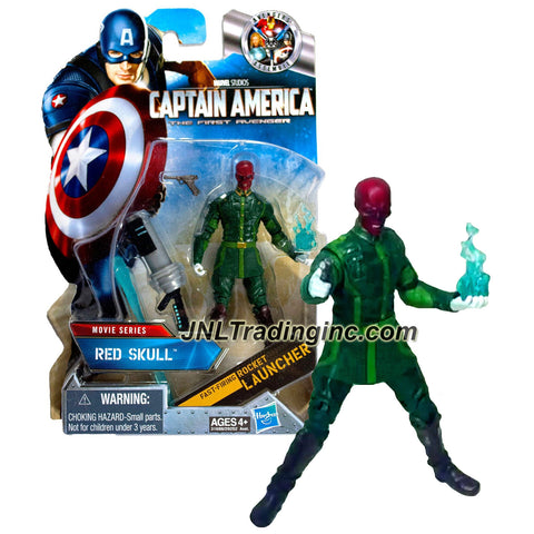 Hasbro Year 2011 Marvel Studios Movie Series "Captain America The First Avenger" 4 Inch Tall Action Figure - Movie Series Variant RED SKULL with Hunter Green Uniform and White Gloves Plus Pistol, Cosmic Cube, Missile Launcher and 1 Missile