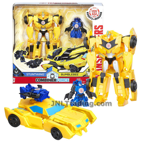 Transformers Year 2016 Robots in Disguise Combiner Force Series 5-1/2 Inch Tall Figure Activator Set - BUMBLEBEE (4 Step Changer) with STUNTWING (1 Step Changer)