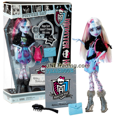 Mattel Year 2012 Monster High "Picture Day" Series 11 Inch Doll Set - ABBEY BOMINABLE "Daughter of The Yeti" with Backpack, Folder, Fearbook, Hairbrush and Doll Stand