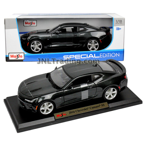 Maisto Special Edition Series 1:18 Scale Die Cast Car Set - Black Color Sports Coupe 2016 CHEVROLET CAMARO SS with Display Base
