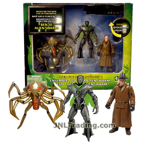 Cartoon Network Year 2010 Ben 10 Alien Swarm Movie Series 3 Pack 4 Inch Tall Figure Set 1 with ALIEN QUEEN, NANOMECH and VALIDUS