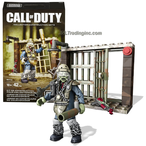 Mega Bloks Year 2015 Call of Duty Series Micro Action Figure Set CNN66 - BRUTUS the Zombie with Police Armor, Ray Gun Mark II, Prison Guard Club, Grenade and Buildable Prison Cell