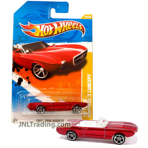 Year 2010 Hot Wheels 2011 New Models Series 1:64 Scale Die Cast Car Set #14 - Red Convertible Classic Roadster '63 FORD MUSTANG II CONCEPT
