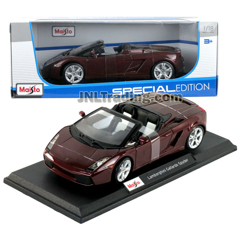 Maisto Special Edition Series 1:18 Scale Die Cast Car - Purple Sports Convertible Coupe Lamborghini GALLARDO SPYDER w/ Display Base (Dimension: 9" x 4" x 2-1/2")