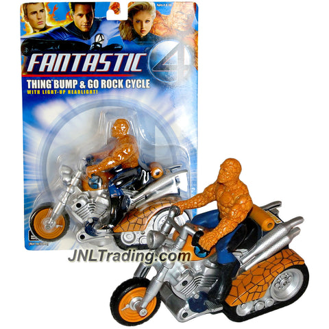 ToyBiz Year 2005 Marvel Fantastic Four Series 7 Inch Long Motorized Bump and Go Vehicle Set - THING'S ROCK CYCLE with Light Up Headlight