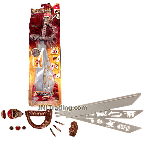 Year 2007 Pirates of the Caribbean At World's End TATTOO SWORD ACTIVITY KIT with Stencil Blades, Dragon Head Stamper, Markers, Stampers and Ink Pad