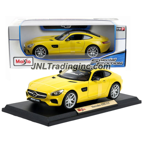 Maisto Special Edition Series 1:18 Scale Die Cast Car - Yellow Sports Coupe MERCEDES BENZ AMG GT with Display Base (Dimension: 9-1/2" x 4" x 2-1/2")