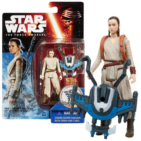 Hasbro Year 2015 Star Wars The Force Awakens Series 4" Figure - REY (Starkiller Base) w/ Staff, Backpack Plus Build A Weapon Part #2