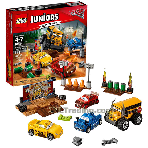 Lego Juniors Year 2017 Cars Series Set #10744 - THUNDER HOLLOW CRAZY 8 RACE with Lightning McQueen, Cruz Ramirez, Broadside and Miss Fritter (Pieces: 191)