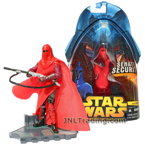 Star Wars Year 2005 Revenge of the Sith Series 4 Inch Tall Figure - Crimson Red Senate Security ROYAL GUARD with Blaster Rifle and Display Base