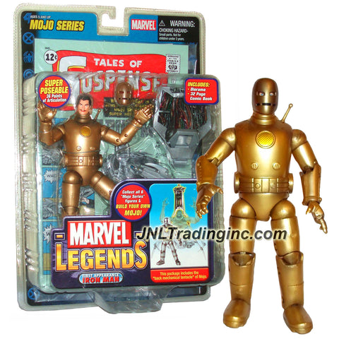 Marvel Legends Year 2006 Mojo Series 7 Inch Tall Figure - Variant Gold 1st Appearance IRON MAN with 36 Points of Articulation, Removable Mask, Diorama, Mojo's Back Mechanical Tentacle and Comic
